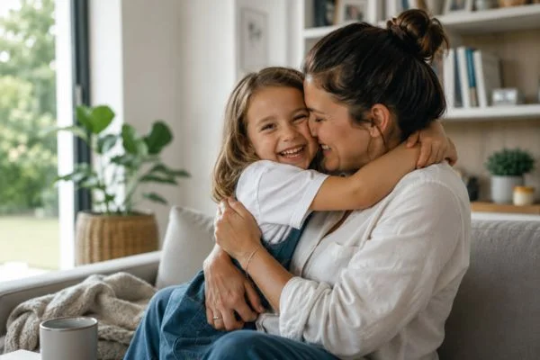happy child with parent after parenting plans Huddersfield